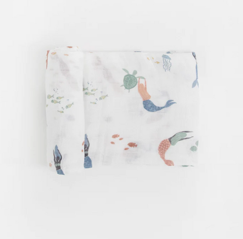 Cotton Muslin Swaddle Blanket - Mermaids