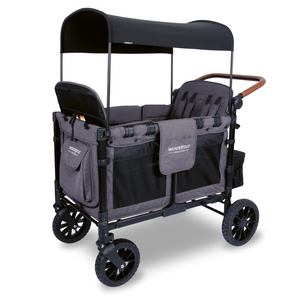 Wonderfold W4 Luxe Stroller Wagon - Charcoal Grey Black Frame