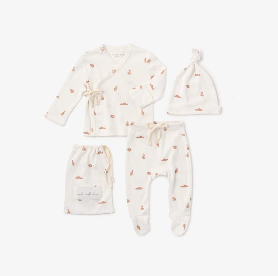 FOX PRINTED ORGANIC COTTON LAYETTE SET