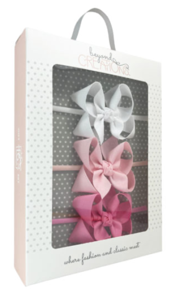 Headband Gift Box – WHITE/ LIGHT PINK/ HOT PINK