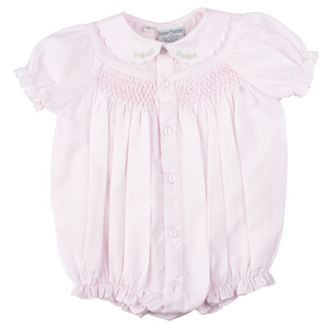 Smocked Scallop Bubble- Pink/White