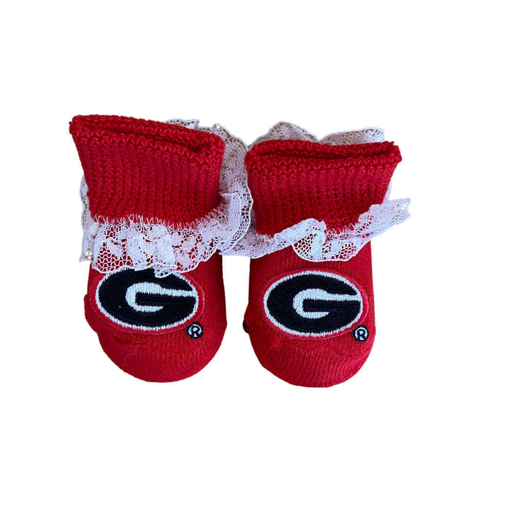 Newborn UGA Booties with Lace