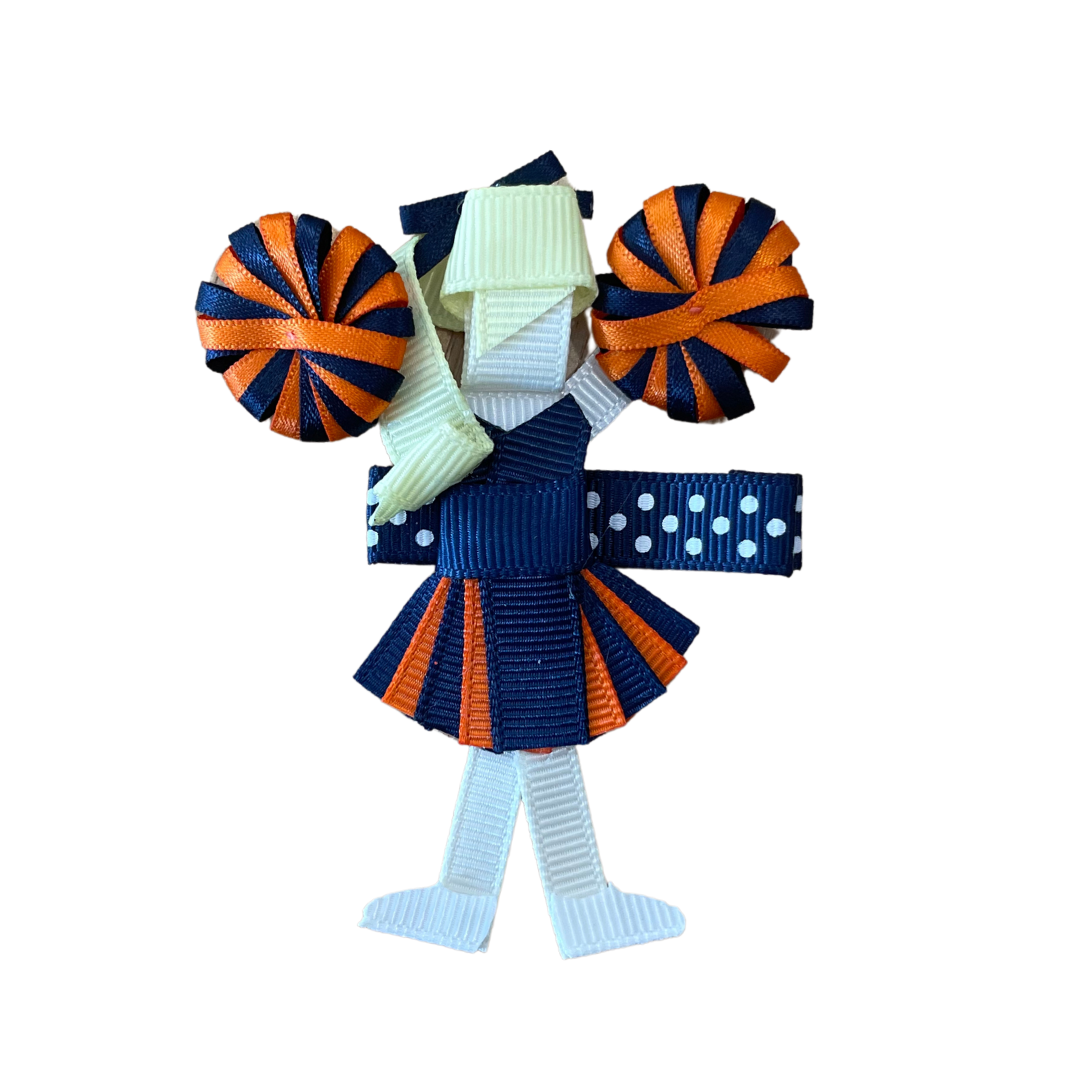 Navy/Orange Cheerleader (Blonde Hair) Hair Clip