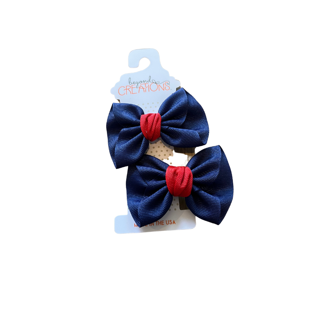 Navy/Red Mini Anne Grosgrain Bow on Alligator Clip