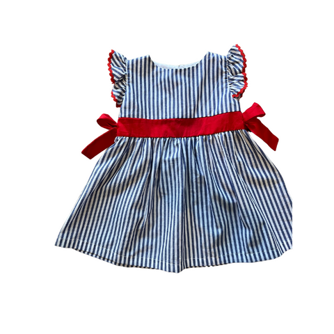Navy Blue Stripe and Red A-Line Dress (FINAL SALE)