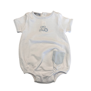 All Things Baby Embroidered romper- Light Blue (FINAL SALE)