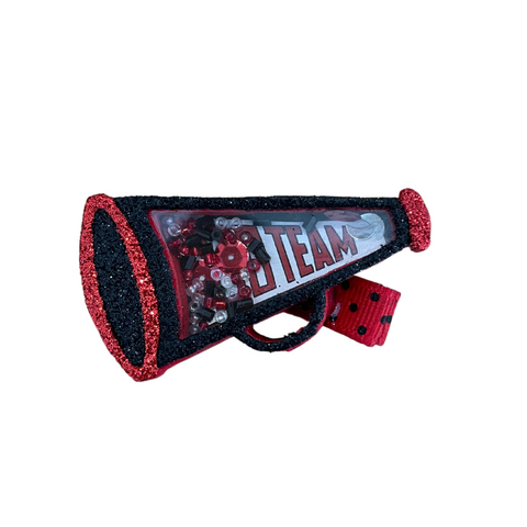 Red/Black Megaphone Shaker Hair Clip