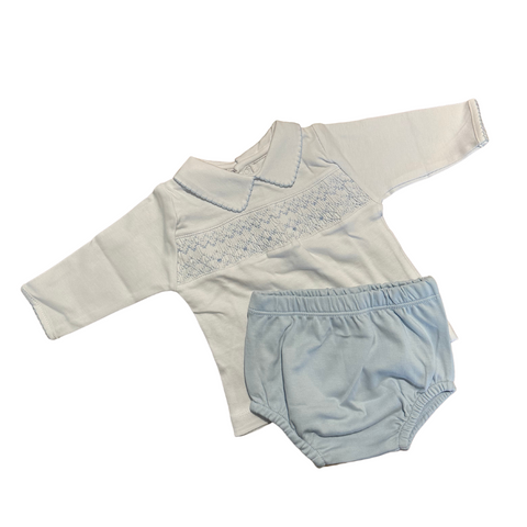 Sophia and Oliver Smocked Collard L/S Diaper cover set LB