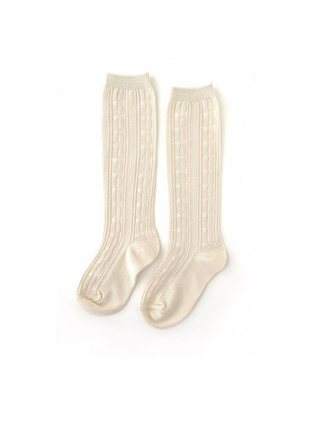 Vanilla Cream Knit Knee High Socks