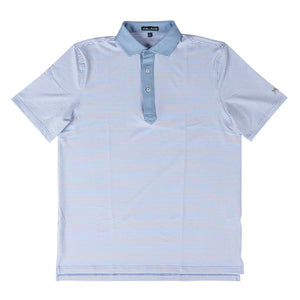 Youth Reserve Stripe Performance Polo- Sea Blue and White