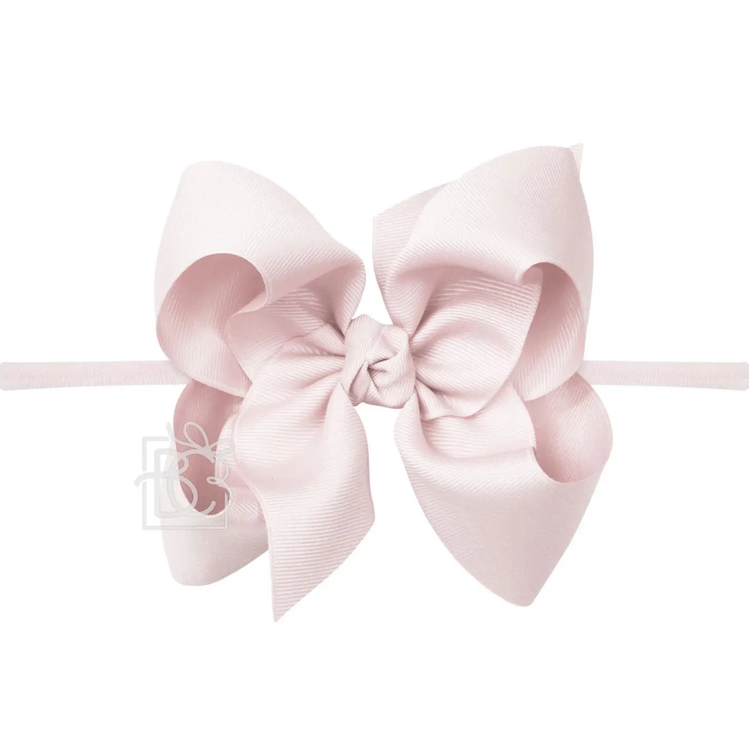 Powder Pink 1/4″ Pantyhose Headband with Signature Grosgrain Bow- Huge Bow