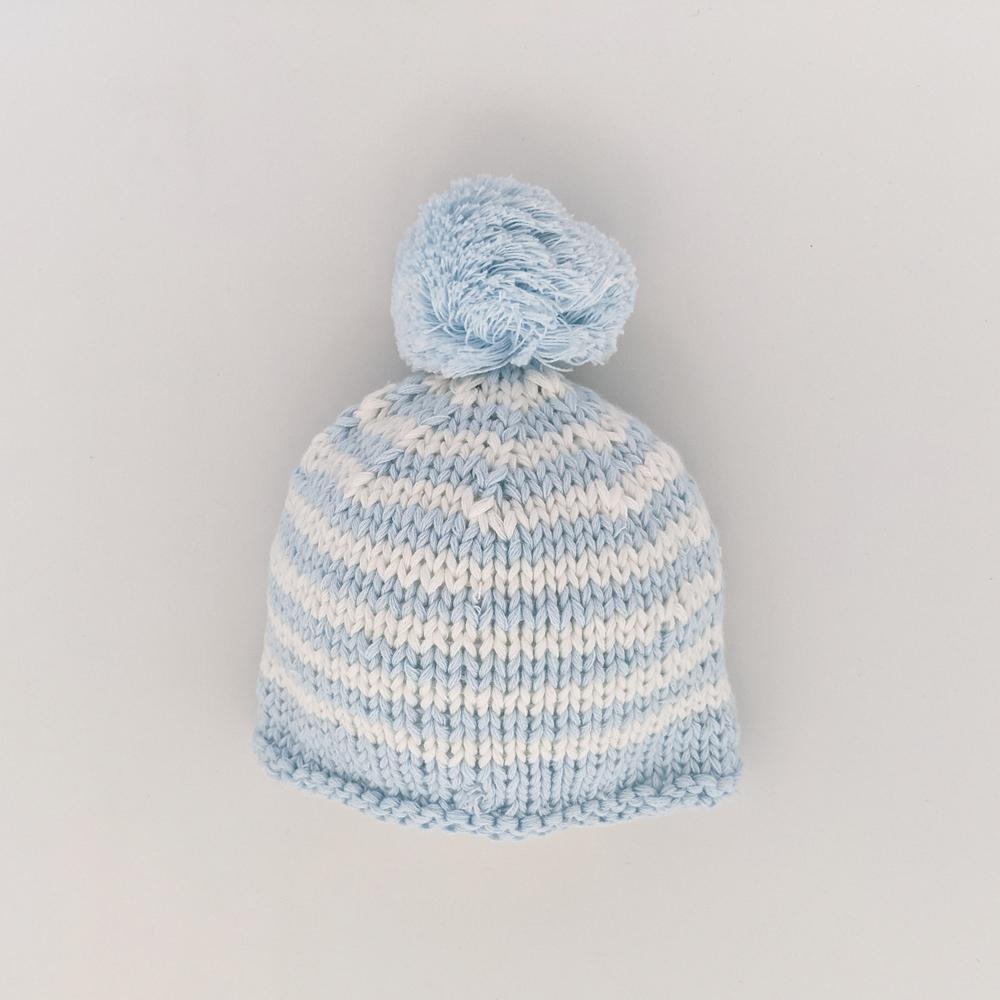 Newborn Blue Pom Pom Beanie Hat