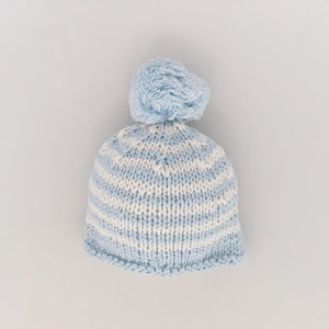 Newborn Blue Pom Pom Beanie Hat