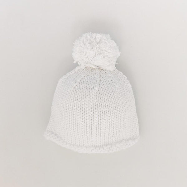 Newborn White Pom Pom Beanie Hat