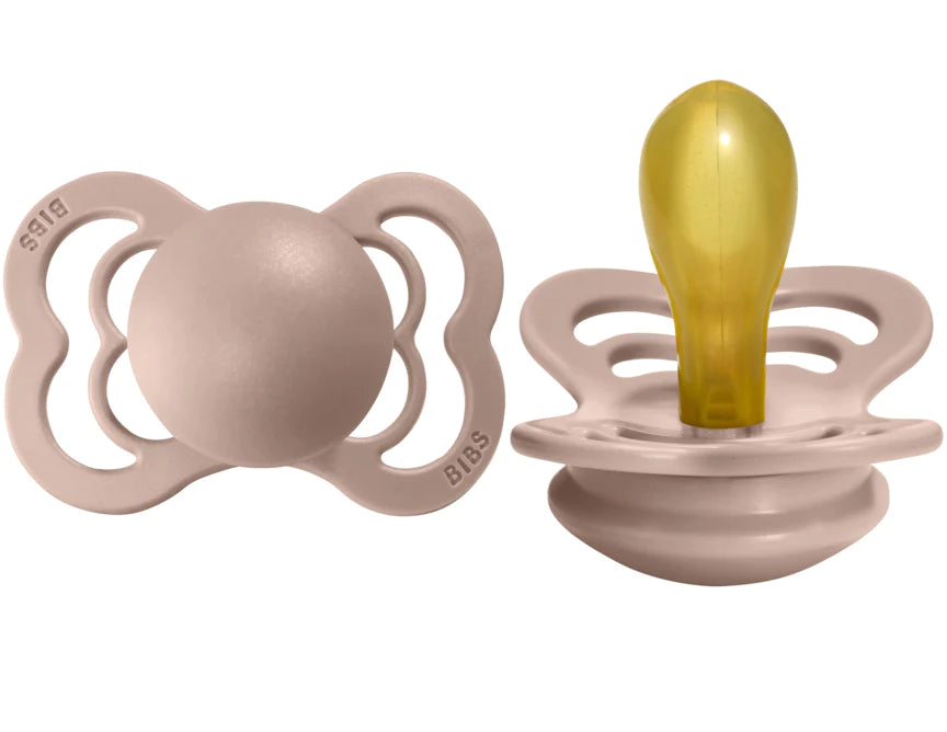 BIBS Pacifier SUPREME Latex 2 PK Blush, Size 1