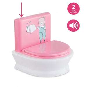 Interactive toilet for 12"/14" baby doll